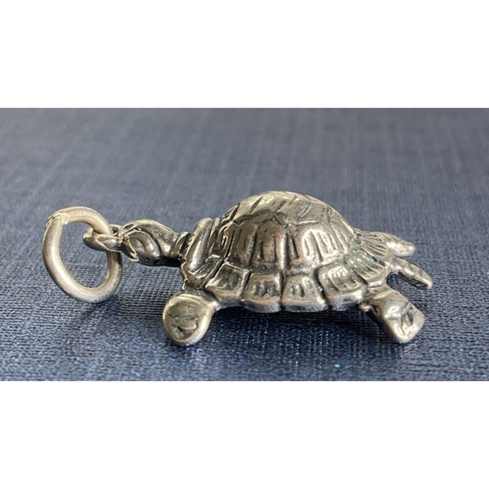 Vintage 925 Sterling Silver Sea Turtle Charm Pendant Coastal Beach Theme